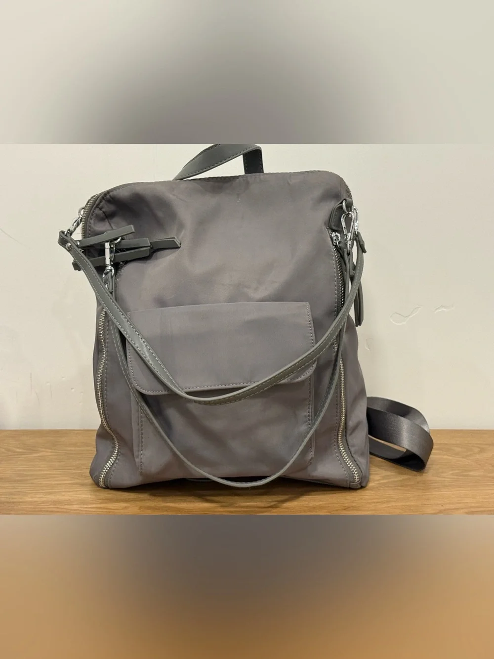 MISTIQUE Women's Gray Nylon Crossbody Backpack Tote - Stylish Everyday Bag